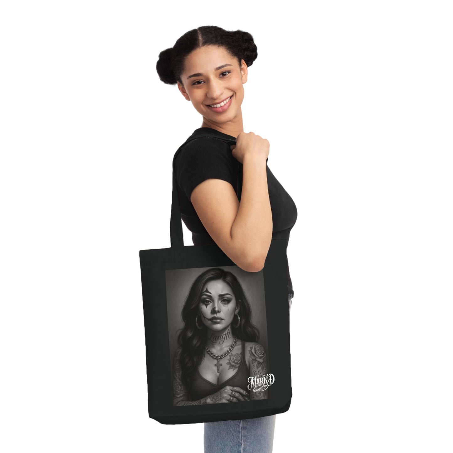 Chicano Series/Laugh now Cry later Woven Tote Bag/ BarrioArt Bag