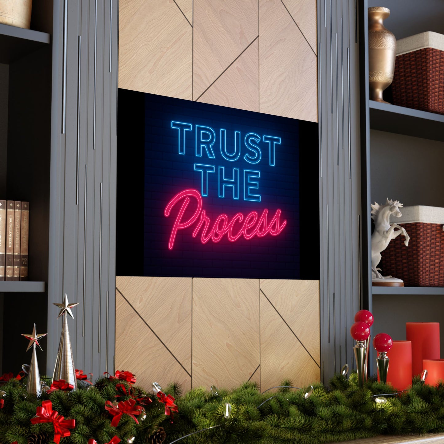 Motivational Wall Art Poster - 'Trust The Process' Neon Design, Inspirational Home Decor, Wall Decor,