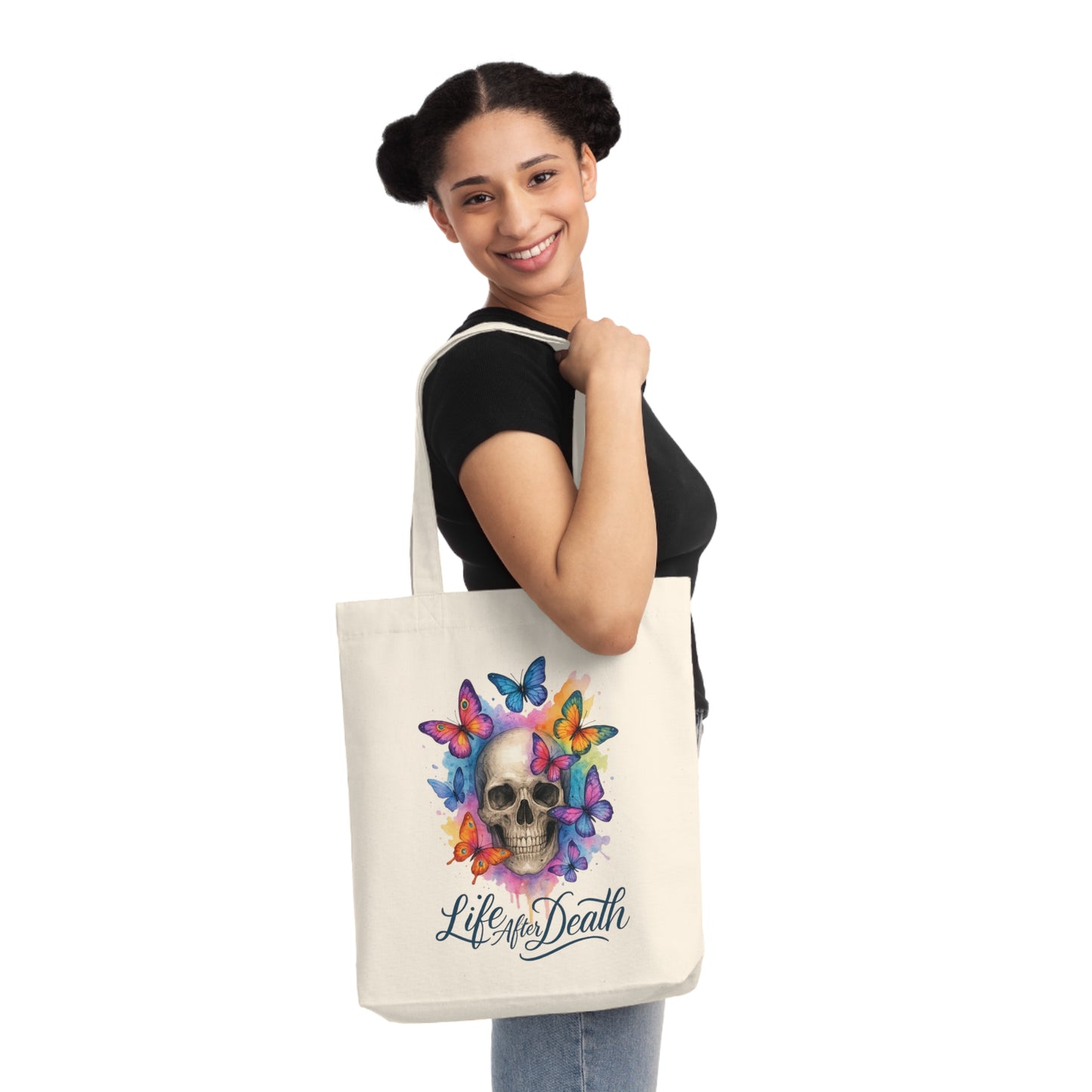 Watercolor/Skull/ Life after Death/ Woven Tote Bag