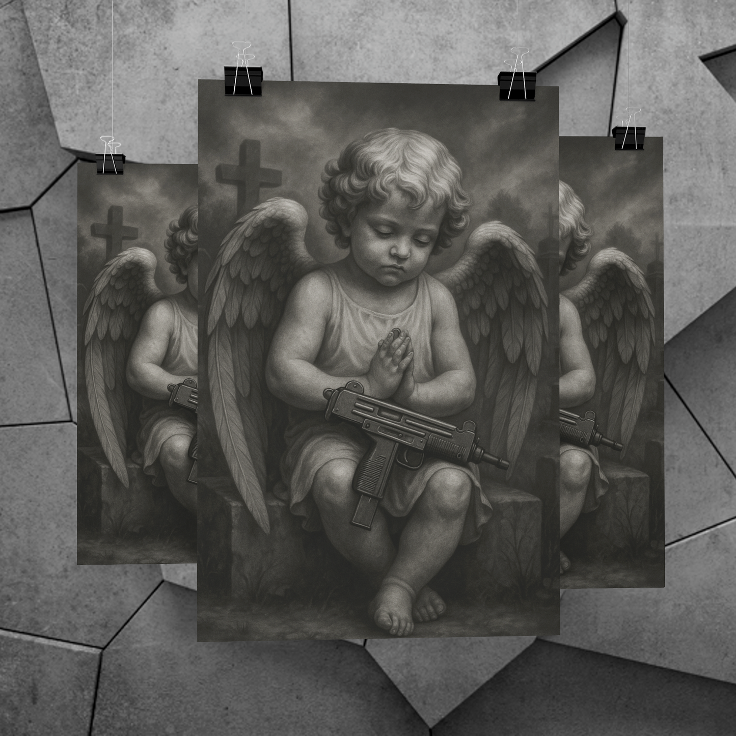 Chicano Series/Angel with Gun/ BarrioArt Poster