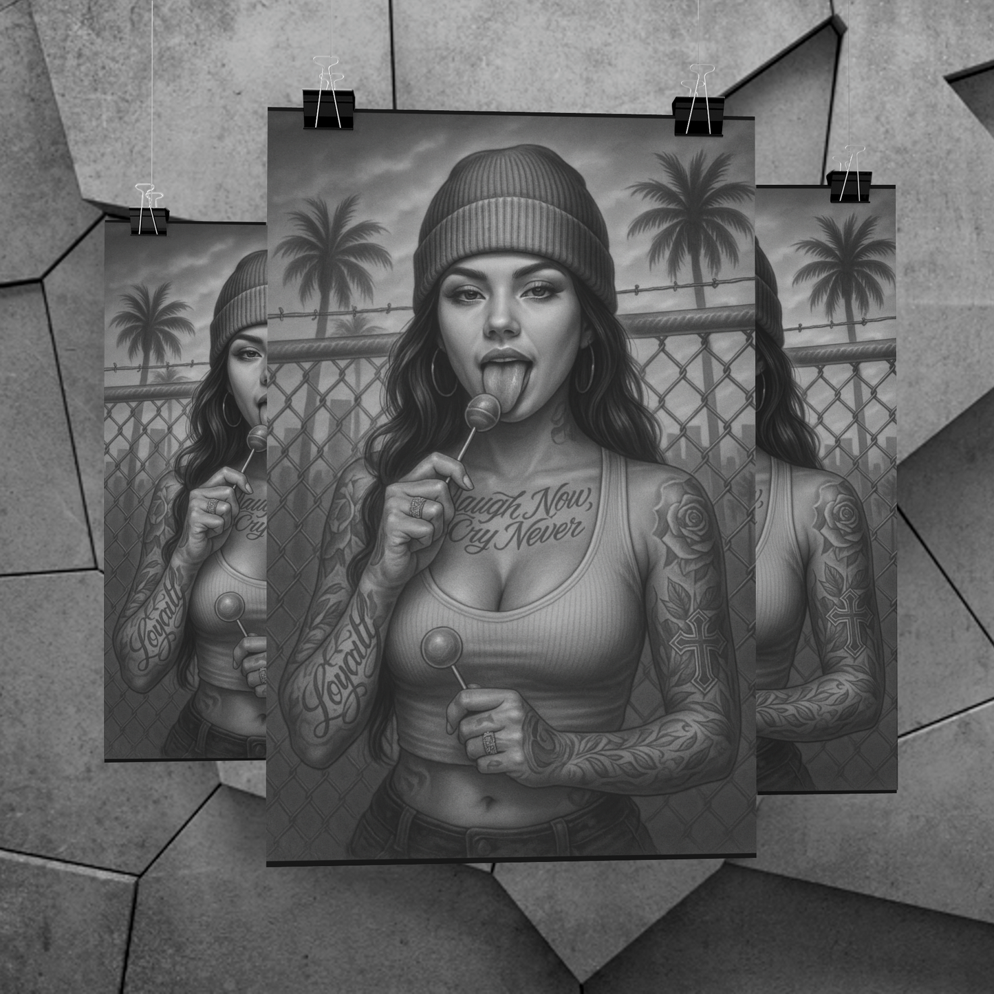 Chicano Series/ Girl with Lollypops/ BarrioArt Poster