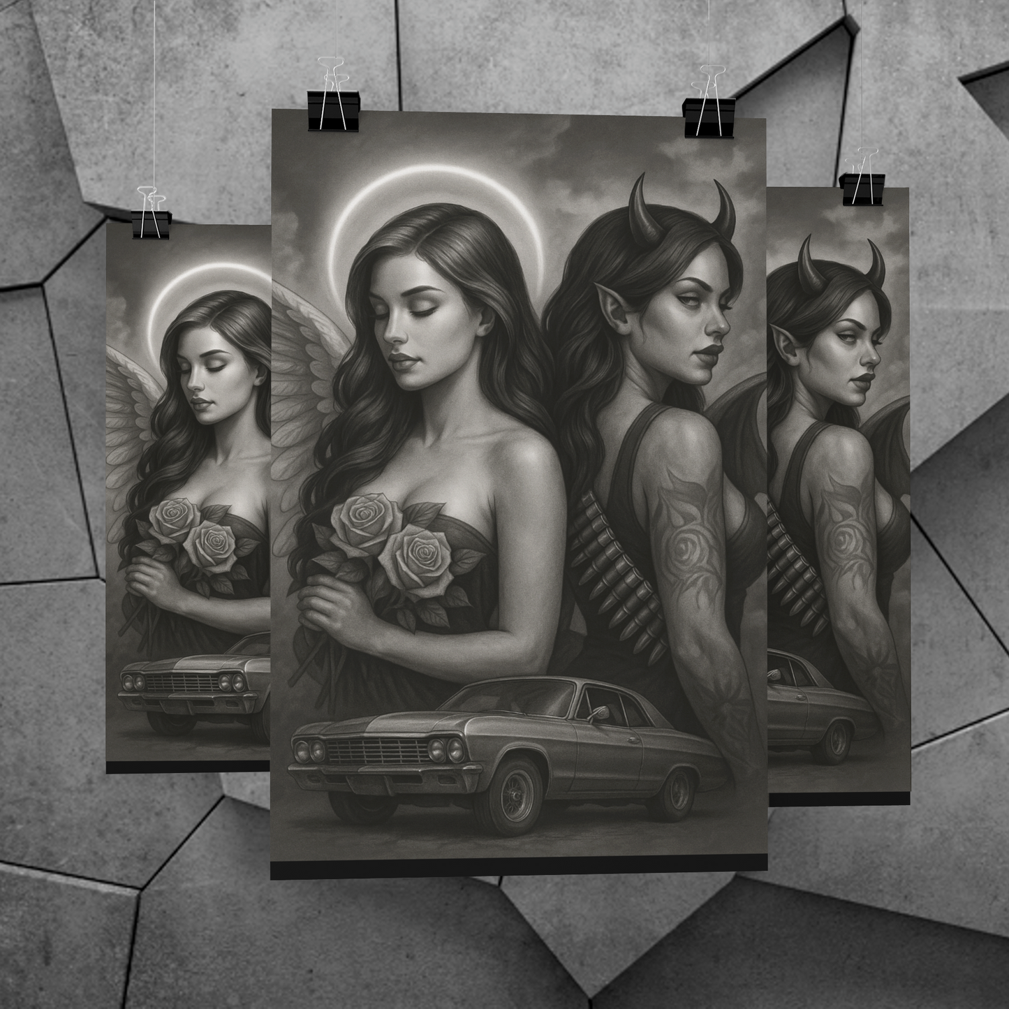 Chicano Series/ Angel and Devil/ BarrioArt Poster