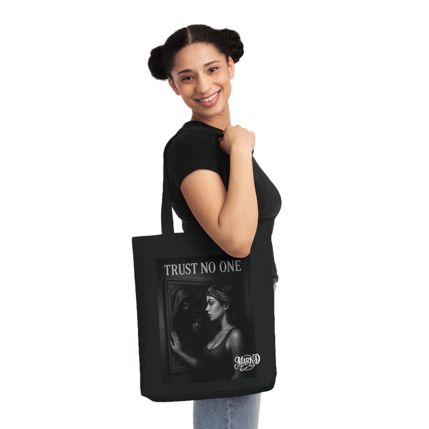 Chicano Series/Trust No One Woven Tote Bag/ BarrioArt Bag