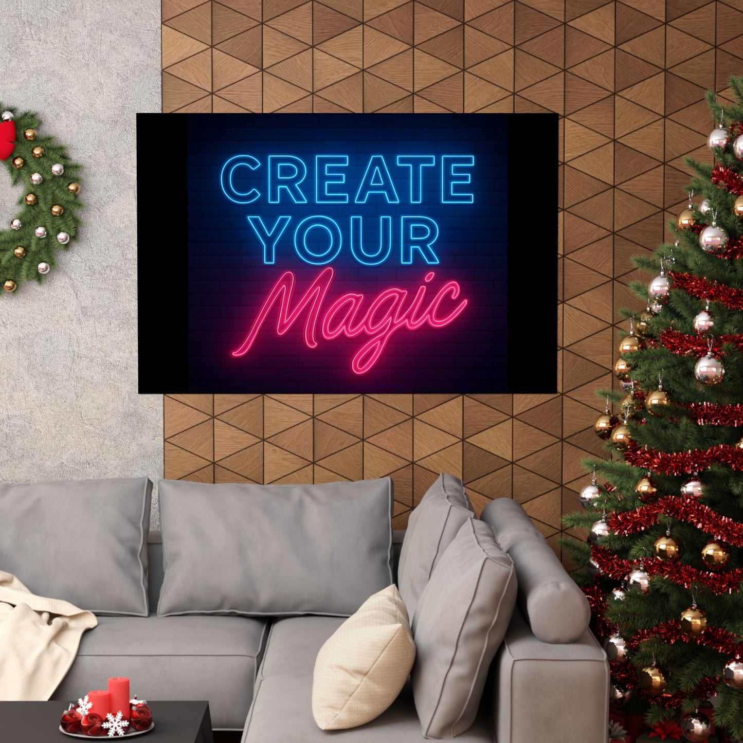 Motivational Wall Art Poster - 'Create Your Magic' Neon Design, Inspirational Home Decor, Wall Decor,