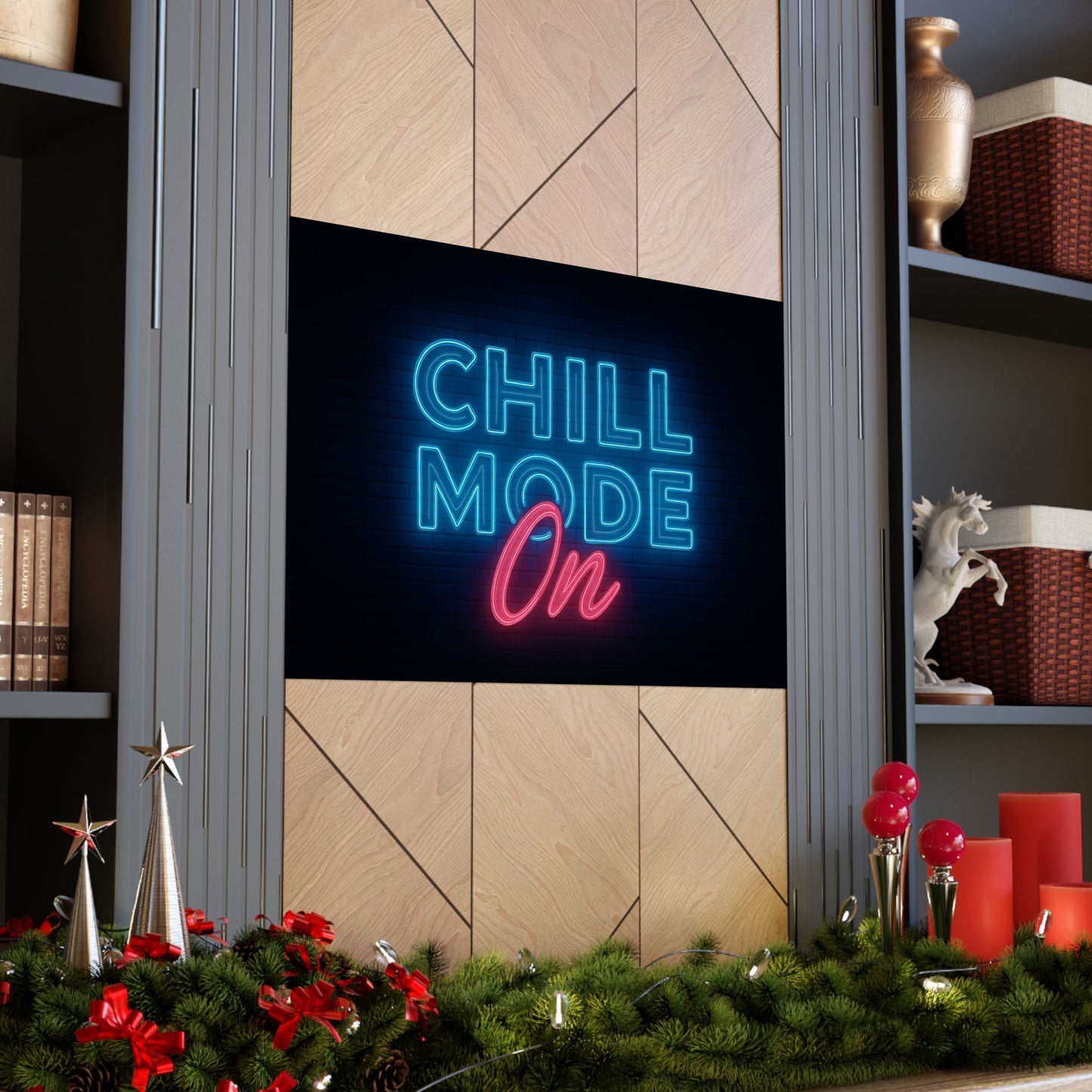 Motivational Wall Art Poster - 'Chill Mode On' Neon Design, Inspirational Home Decor, Wall Decor,