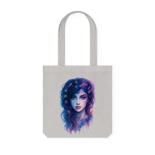 Watercolor/ Space Girl/ Woven Tote Bag