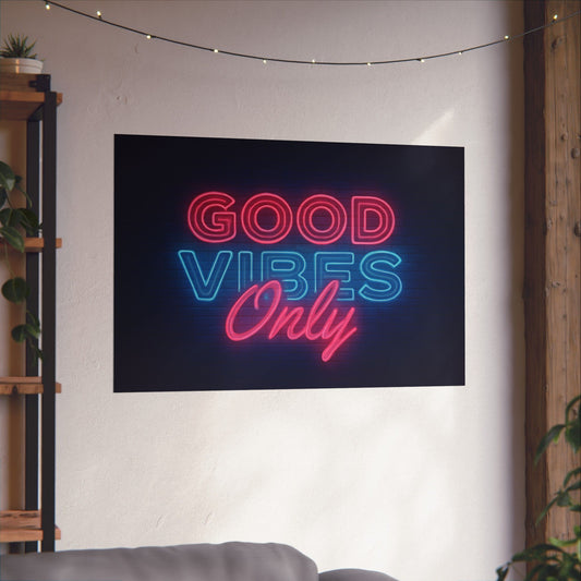 Motivational Wall Art Poster - 'Good Vibes Only' Neon Design, Inspirational Home Decor, Wall Decor,