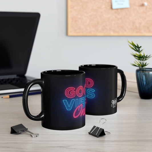 Good Vibes Only Mug, Black 11oz/15oz Coffee Cup, DarkArt