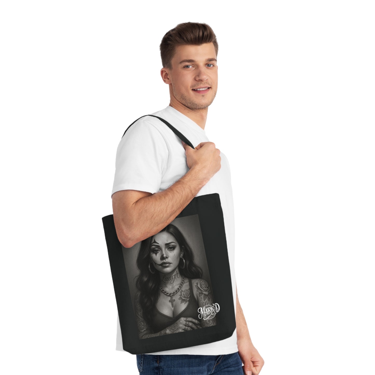 Chicano Series/Laugh now Cry later Woven Tote Bag/ BarrioArt Bag