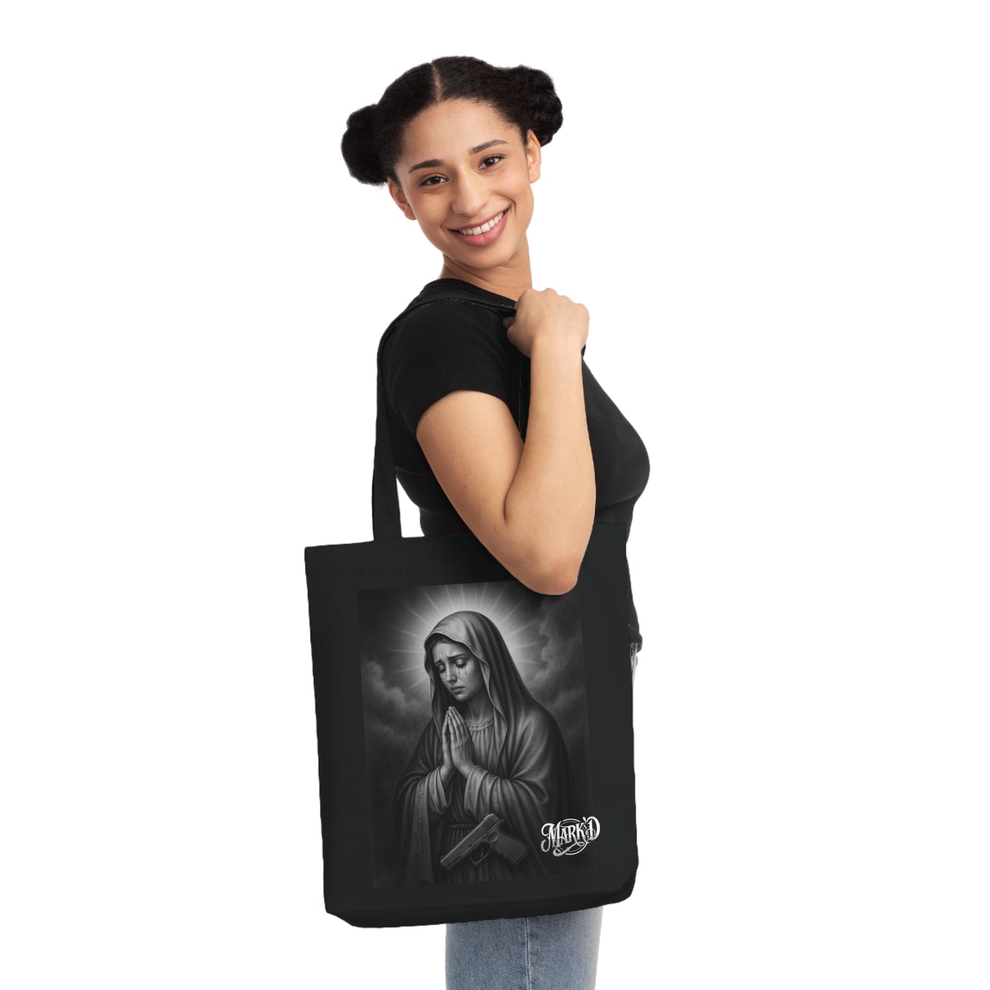 Chicano Series/Marie Woven Tote Bag/ BarrioArt Bag