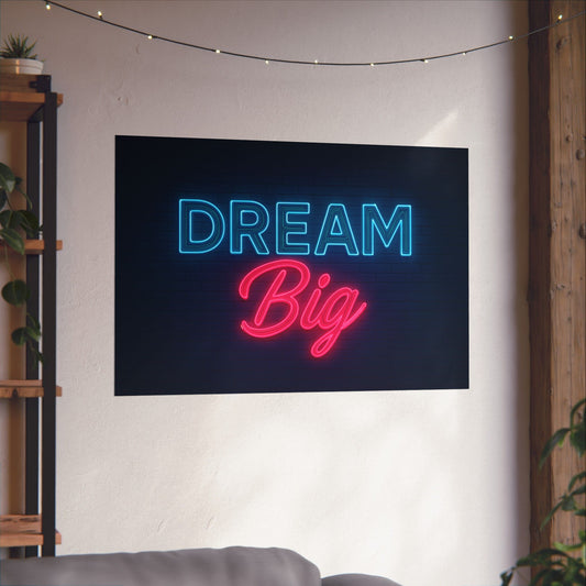 Motivational Wall Art Poster - 'Dream Big' Neon Design, Inspirational Home Decor, Wall Decor,