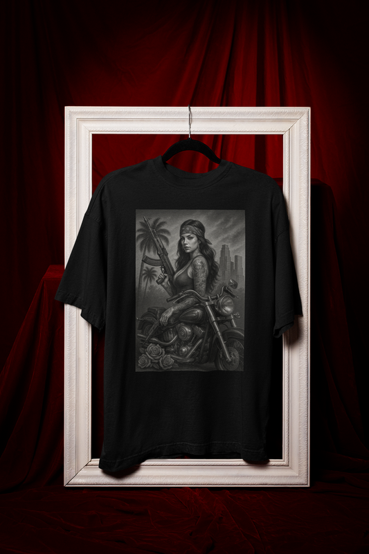 Chicano Series/ Girl with motorcycle/ BarrioArt