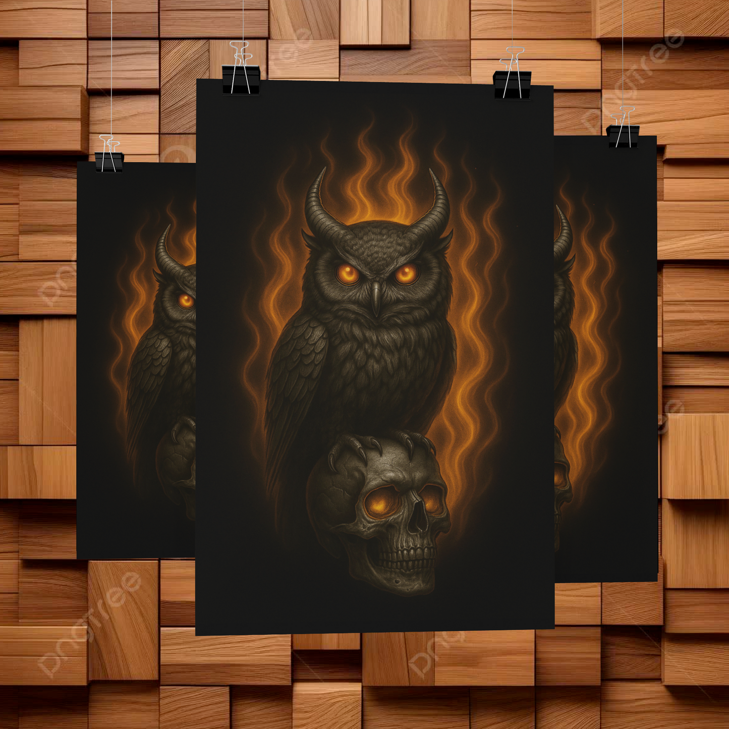Mystic/Gothic Owl and Skull Poster/ DarkArt