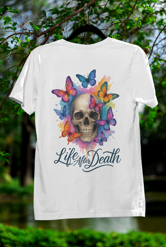 Watercolor/ Life after Death/Skull-Butterflys/ Unisex Tee