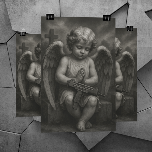 Chicano Series/Angel with Gun/ BarrioArt Poster