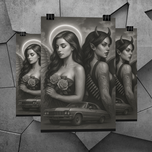 Chicano Series/ Angel and Devil/ BarrioArt Poster