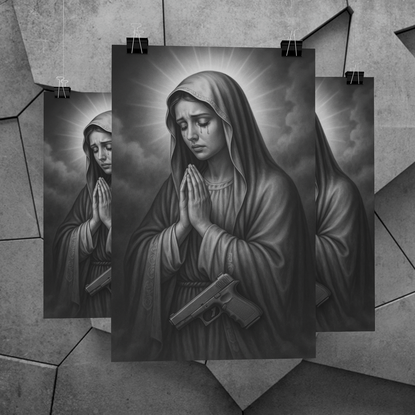 Chicano Series/Marie with Gun/ BarrioArt Poster