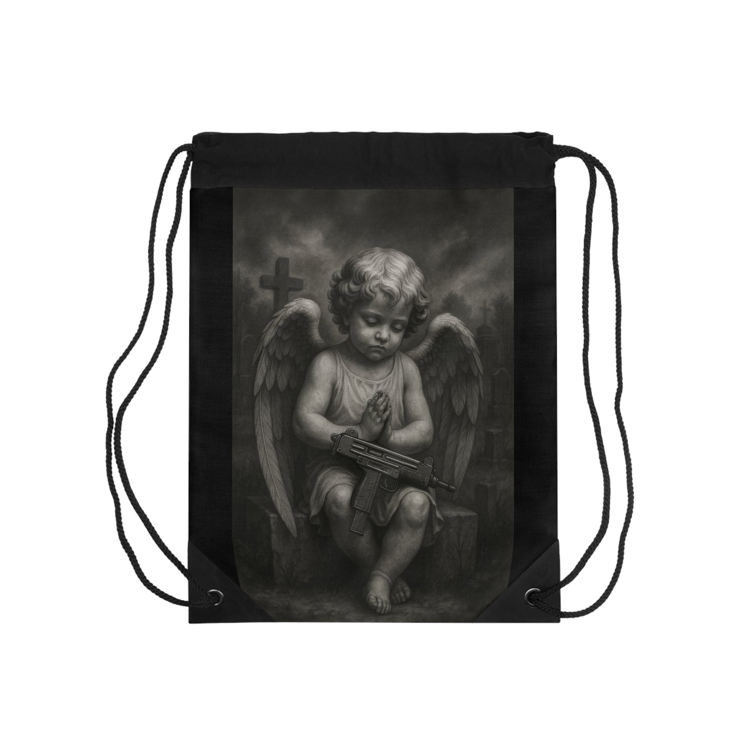 Chicano Series/Baby and Adult angel Drawstring Bag | BarrioArt Bag