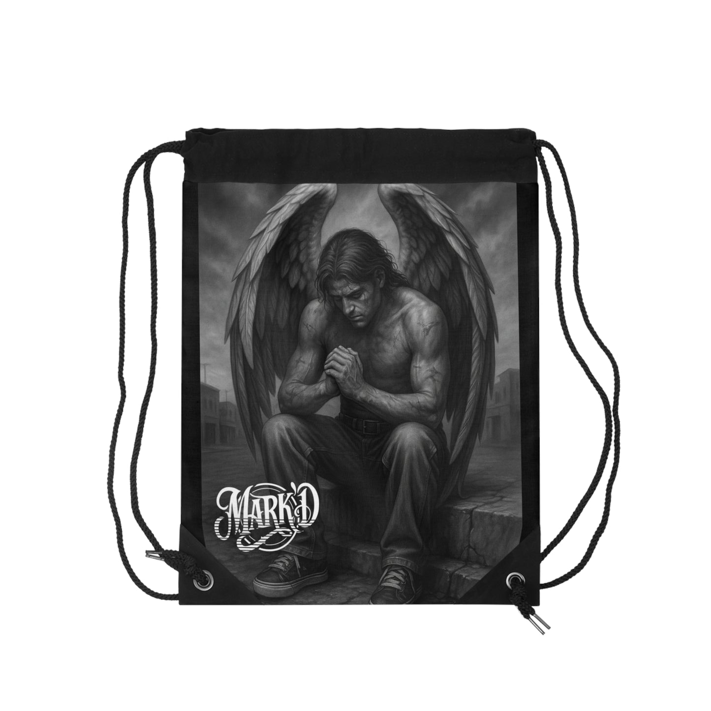 Chicano Series/Baby and Adult angel Drawstring Bag | BarrioArt Bag