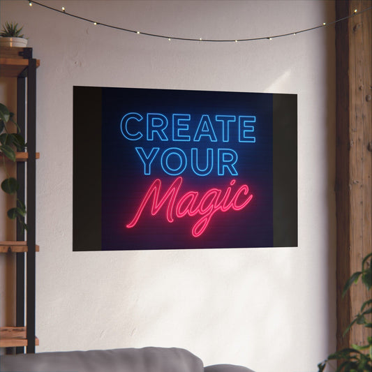Motivational Wall Art Poster - 'Create Your Magic' Neon Design, Inspirational Home Decor, Wall Decor,