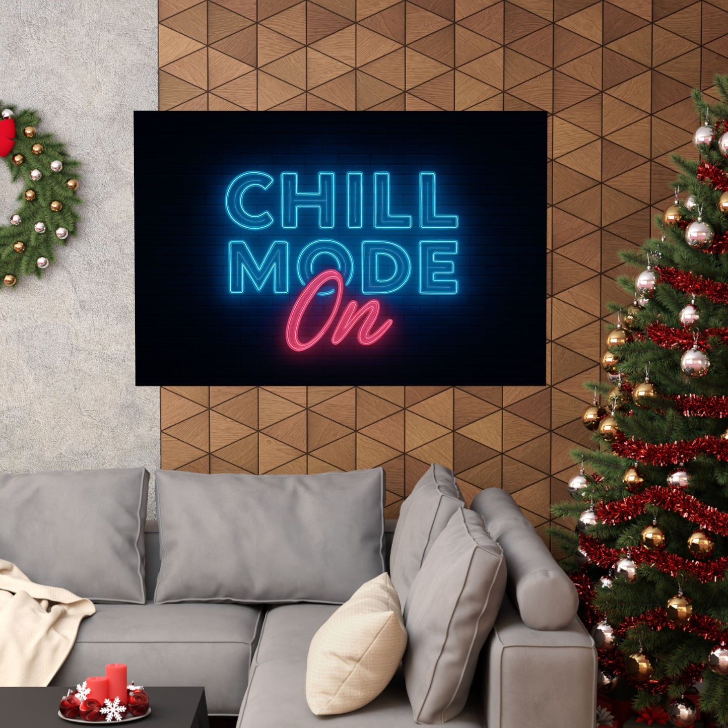 Motivational Wall Art Poster - 'Chill Mode On' Neon Design, Inspirational Home Decor, Wall Decor,