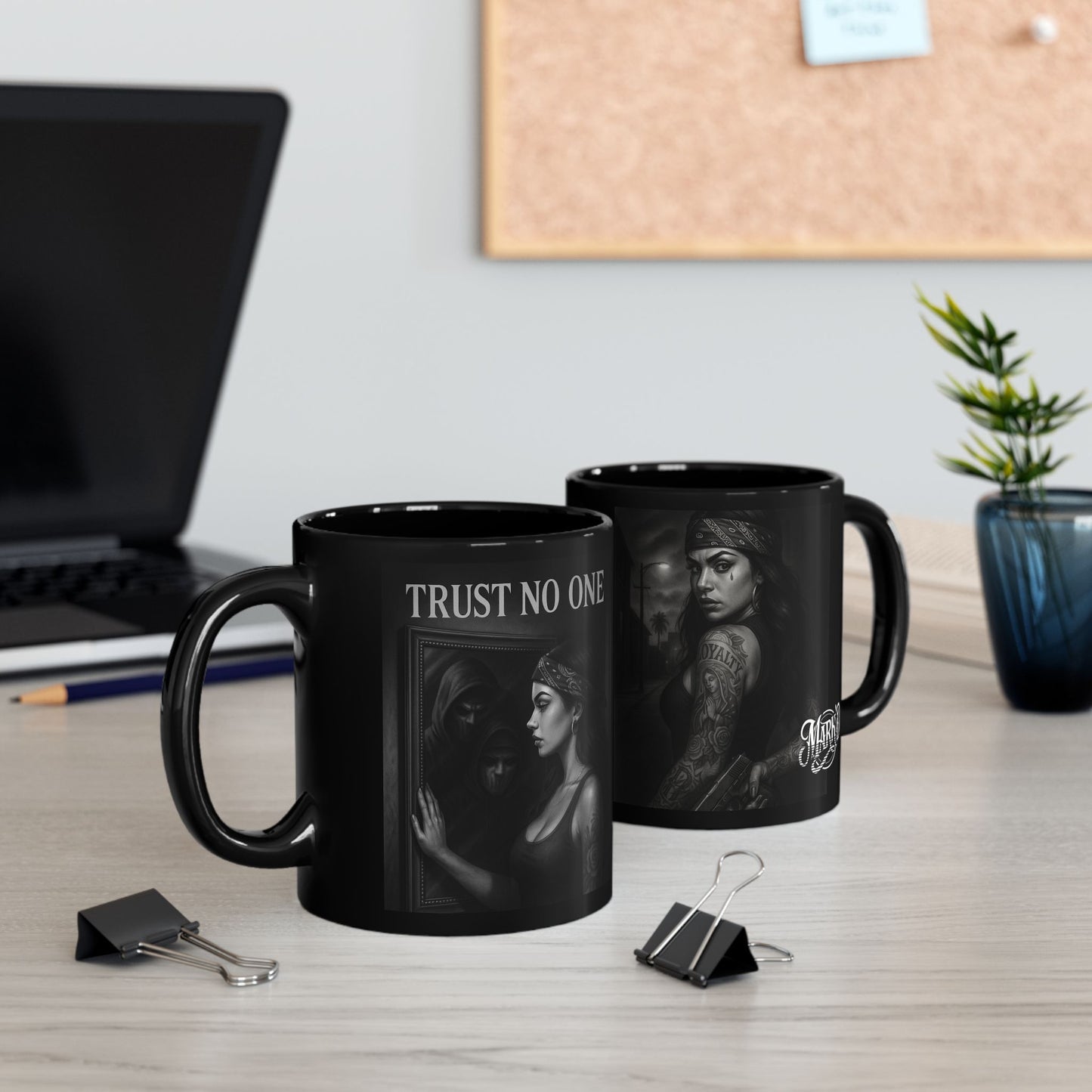 Trust No One Mug, Black 11oz/15oz Coffee Cup, DarkArt