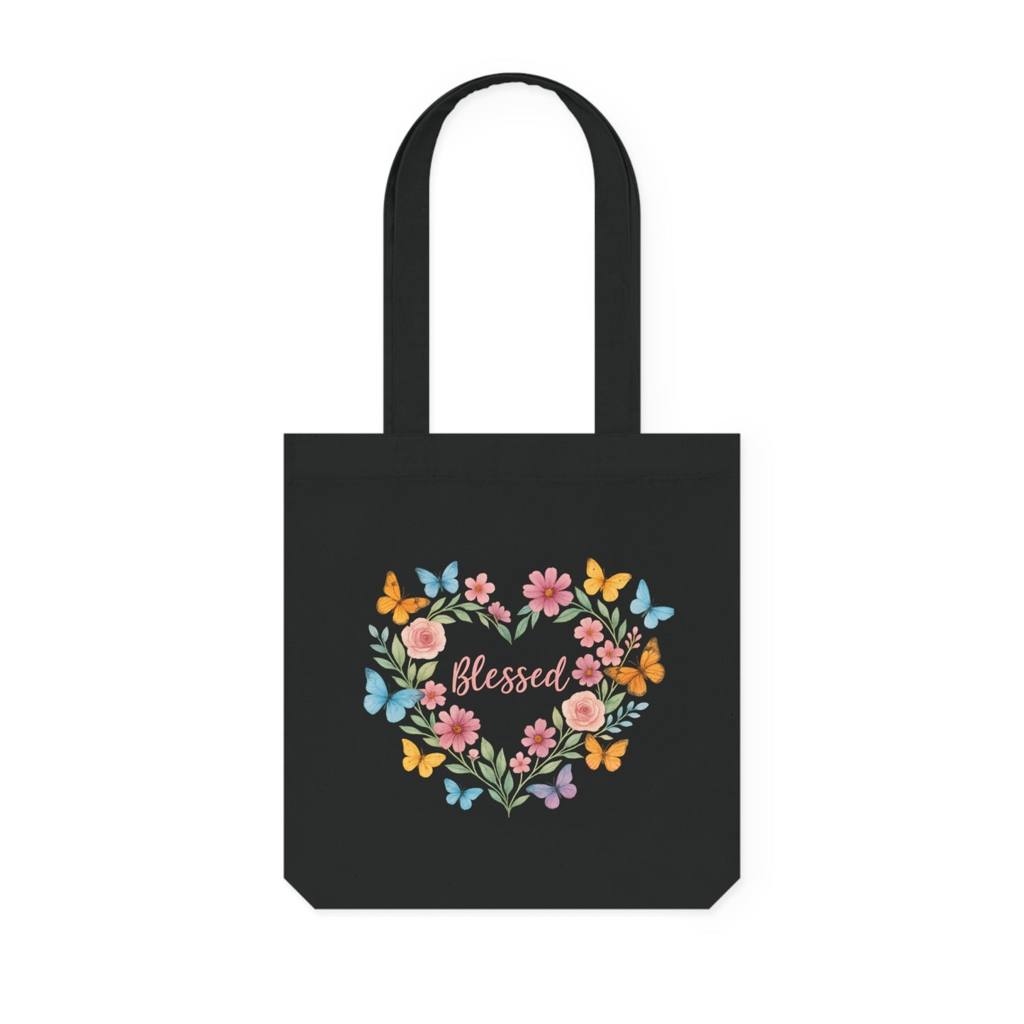 Watercolor/Blessed/ Woven Tote Bag