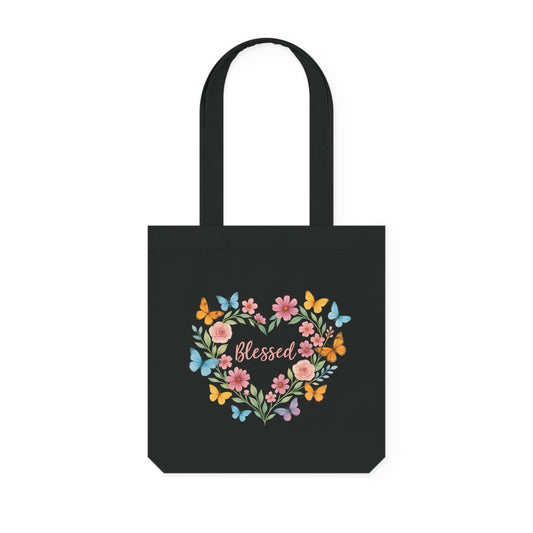 Watercolor/Blessed/ Woven Tote Bag