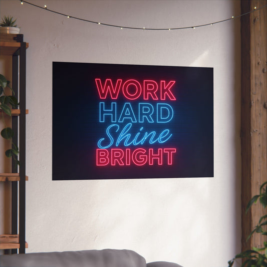 Motivational Wall Art Poster - 'Work Hard' Neon Design, Inspirational Home Decor, Wall Decor,