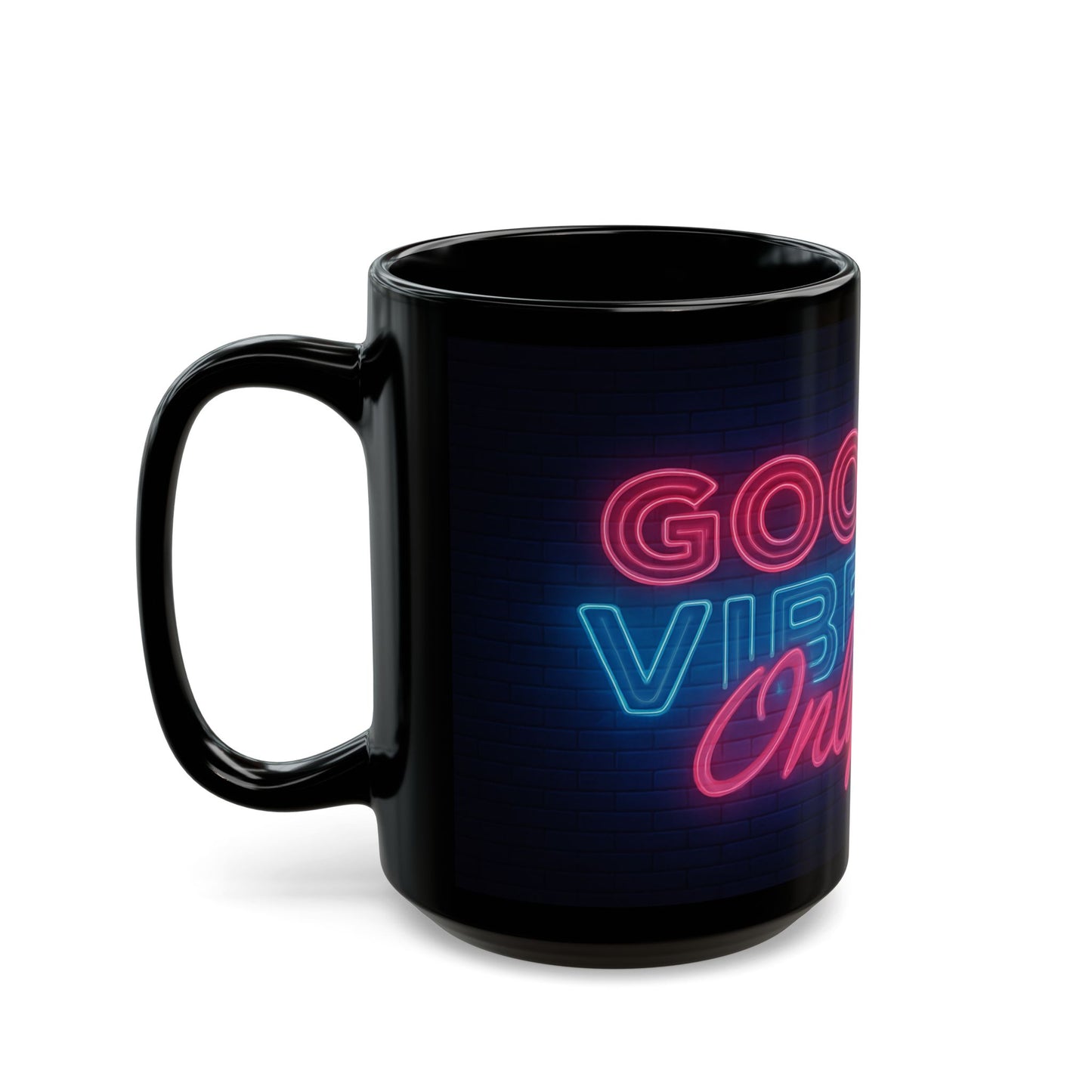 Good Vibes Only Mug, Black 11oz/15oz Coffee Cup, DarkArt