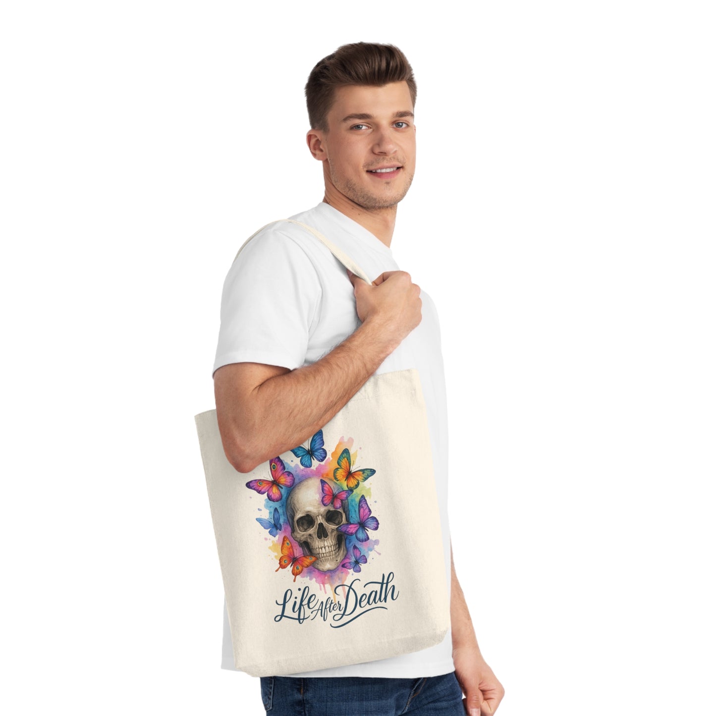 Watercolor/Skull/ Life after Death/ Woven Tote Bag