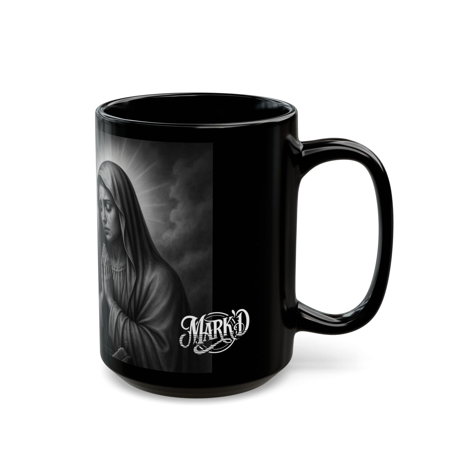 Praying Angel, Black 11oz/15oz Coffee Cup, DarkArt