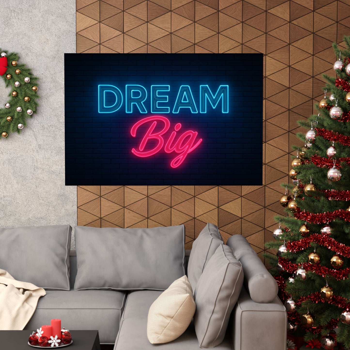 Motivational Wall Art Poster - 'Dream Big' Neon Design, Inspirational Home Decor, Wall Decor,