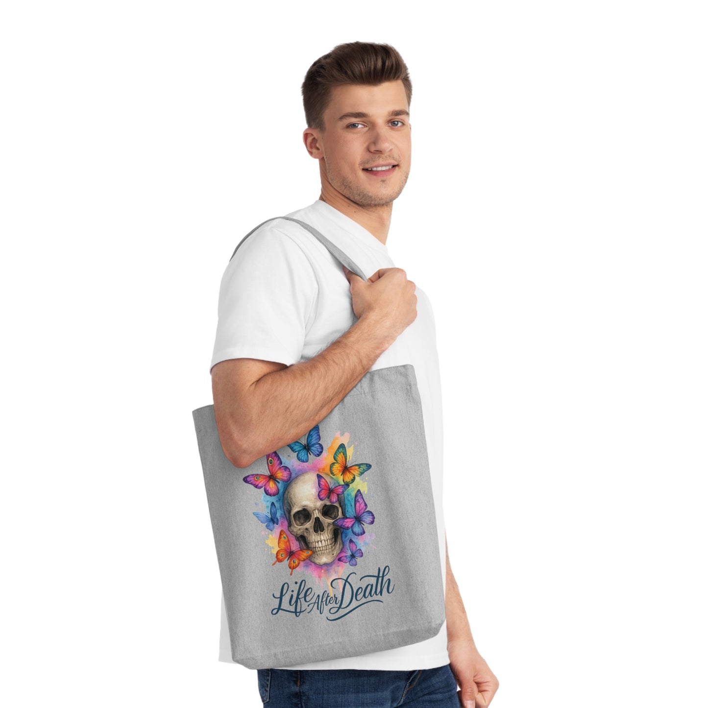 Watercolor/Skull/ Life after Death/ Woven Tote Bag